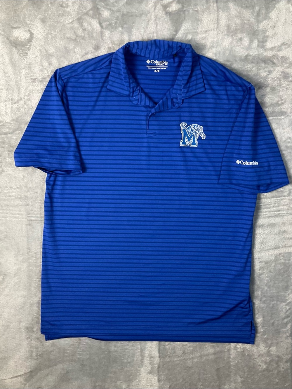 Columbia Golf Memphis Tigers Polo Shirt Men’s Medium Blue Striped Performance